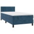 Cama box spring con colchón terciopelo azul oscuro 90x200