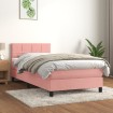 Cama box spring con colchón terciopelo rosa 90x190 cm