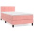 Cama box spring con colchón terciopelo rosa 90x190