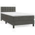 Cama box spring con colchón terciopelo gris oscuro 80x200