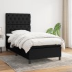 Cama box spring con colchón tela negro 80x200 cm