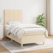 Cama box spring con colchón tela color crema 90x200 cm