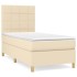 Cama box spring con colchón tela color crema 90x200