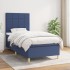 Cama box spring con colchón tela azul 100x200