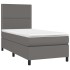 Cama box spring con colchón cuero sintético gris 90x200