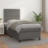 Cama box spring con colchón cuero sintético gris 100x200