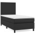 Cama box spring con colchón cuero sintético negro 90x190