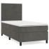 Cama box spring con colchón terciopelo gris oscuro 90x200