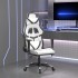 Silla gaming con reposapiés cuero sintético blanco