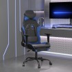 Silla gaming con reposapiés cuero sintético negro azul