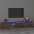 Mueble de TV con luces LED color roble ahumado 240x35x40