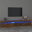 Mueble de TV con luces LED color roble ahumado 240x35x40 cm