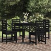 Juego de comedor de jardín 5 piezas madera maciza pino negro