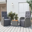 Juego muebles jardín 3 pzas madera acacia ratán sintético gris