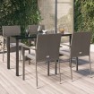 Set comedor jardín 5 pzas y cojines ratán sintético negro gris