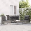 Set de muebles de jardín 5 pzas y cojines ratán sintético gris