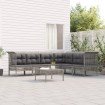 Set de muebles de jardín 7 pzas y cojines ratán sintético gris