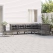 Set de muebles de jardín 7 pzas y cojines ratán sintético gris