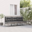 Set de muebles de jardín 3 pzas y cojines ratán sintético gris