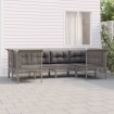 Set de muebles de jardín 6 pzas y cojines ratán sintético gris