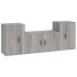 Set de muebles para TV 3 pzas madera contrachapada gris