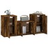 Set de muebles de TV 3 pzas madera contrachapada roble