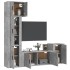 Set de muebles de TV 5 pzas madera contrachapada gris