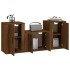 Set de muebles para TV 3 pzas madera contrachapada roble