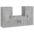 Set de muebles de TV 3 pzas madera contrachapada gris