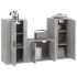 Set de muebles de TV 3 pzas madera contrachapada gris