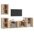 Set de muebles para TV 5 pzas madera contrachapada roble