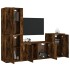 Set de muebles de TV 4 pzas madera contrachapada roble