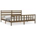 Estructura cama y cabecero madera maciza marrón miel 200x200