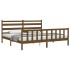 Estructura cama y cabecero madera maciza marrón miel 200x200