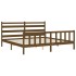 Estructura cama y cabecero madera maciza marrón miel 200x200