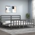 Estructura de cama con cabecero madera maciza gris 200x200