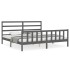 Estructura de cama con cabecero madera maciza gris 200x200