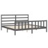 Estructura de cama con cabecero madera maciza gris 200x200