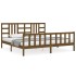 Estructura cama y cabecero madera maciza marrón miel 200x200