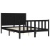 Estructura de cama con cabecero madera maciza negro 140x190