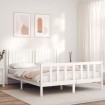 Estructura de cama con cabecero madera maciza blanco 160x200 cm