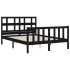 Estructura de cama con cabecero madera maciza negro 140x190