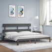 Estructura de cama con cabecero madera maciza gris 200x200cm