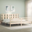 Estructura de cama con cabecero madera maciza 200x200 cm