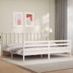 Estructura de cama con cabecero madera maciza blanco 200x200 cm