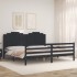 Estructura de cama con cabecero madera maciza negro 200x200