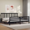 Estructura de cama con cabecero madera maciza negro 200x200 cm