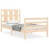 Estructura de cama con cabecero madera maciza 90x200