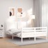 Estructura de cama con cabecero madera maciza blanco 160x200