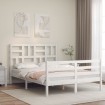 Estructura de cama con cabecero madera maciza blanco 120x200 cm